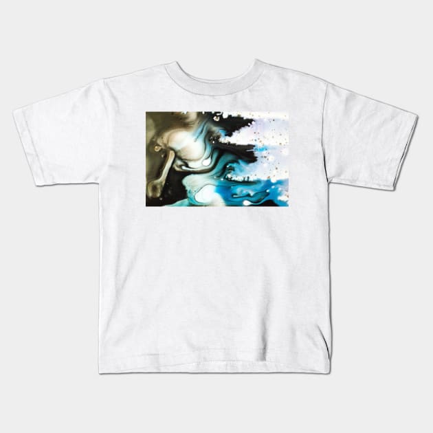 abstract waves marble Kids T-Shirt by LucilleArts